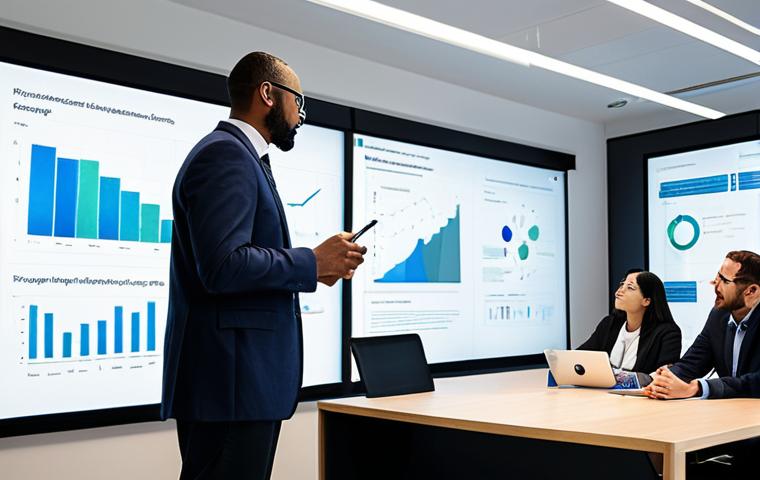 A diverse group of professional adults, male and female, in modest business attire, are actively engaged in a dynamic brainstorming session within a bright, modern open-plan office. Large interactive screens in the background display complex data visualizations and innovative design mockups. One professional points thoughtfully at a screen, while others listen intently, some taking notes, embodying continuous learning, critical thinking, and proactive problem-solving. The atmosphere is energetic and collaborative. Professional photography, high-resolution, sharp focus, natural lighting, perfect anatomy, correct proportions, well-formed hands, proper finger count, natural body proportions, safe for work, appropriate content, fully clothed, professional, modest, family-friendly.