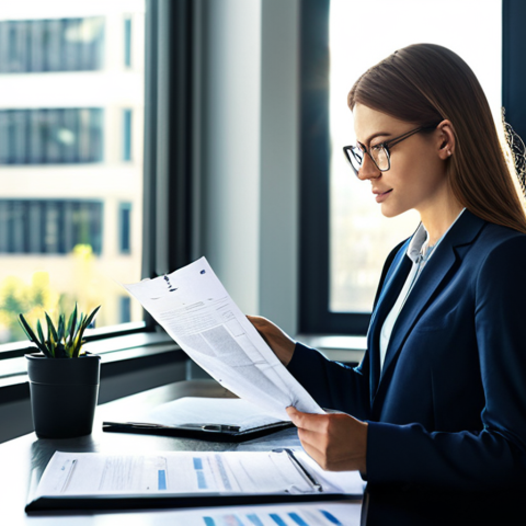 **

"A young professional woman in a modern office, fully clothed in business-casual attire, confidently reviewing documents at her desk. Sunlight streams through the window, illuminating a motivational poster in the background. Emphasis on career growth and self-improvement. Safe for work, appropriate content, professional, perfect anatomy, natural proportions, high quality."

**