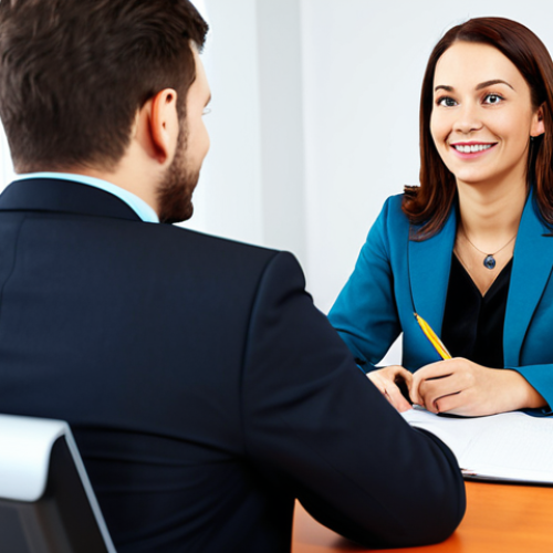 Home 14 Career Consultant Session**
"A friendly and professional career consultant, fully clothed in modest attire, sitting across from a client in a bright, modern office. The consultant is actively listening and taking notes. The client is dressed in business casual clothing. Safe for work, appropriate content, perfect anatomy, natural proportions, family-friendly, professional setting."
**