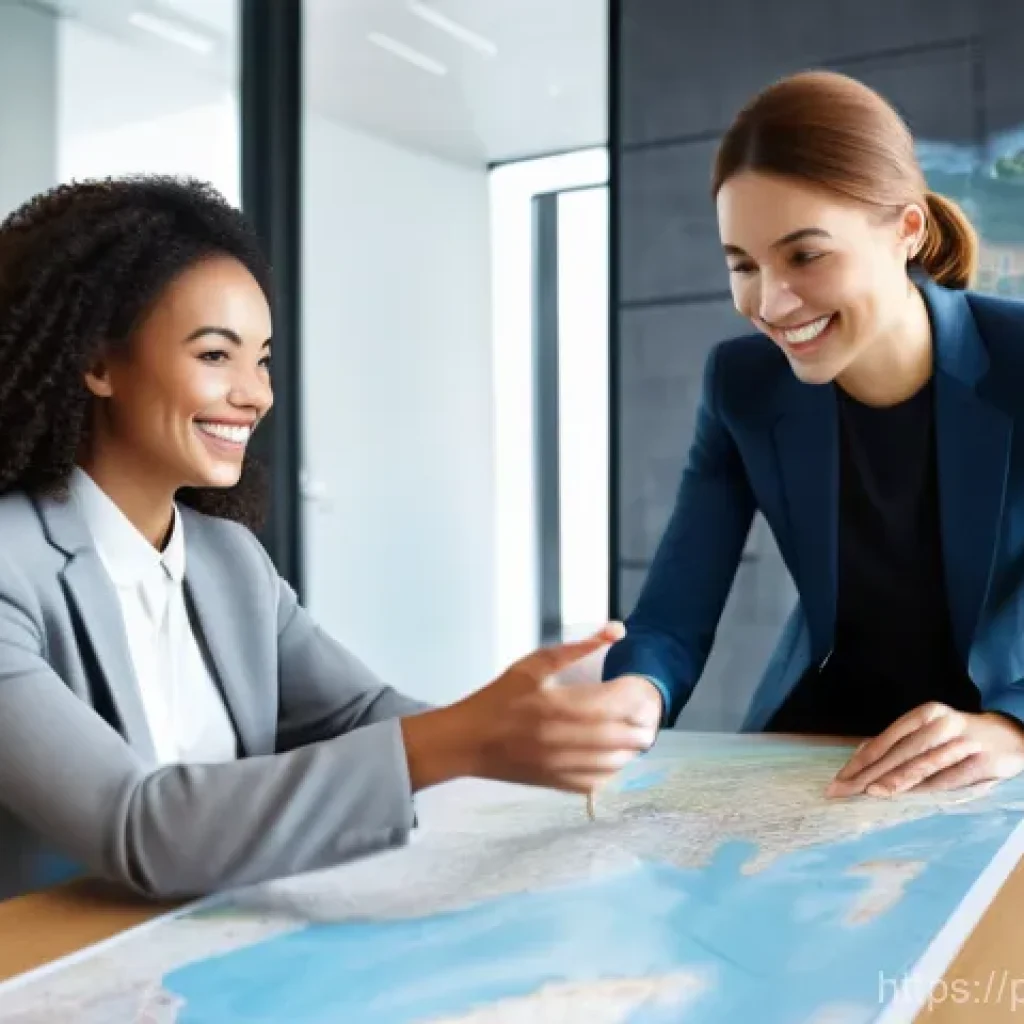 직업상담사와 인재 관리 시스템 - A bright, professional-looking young woman sits across from an experienced career consultant in a mo...