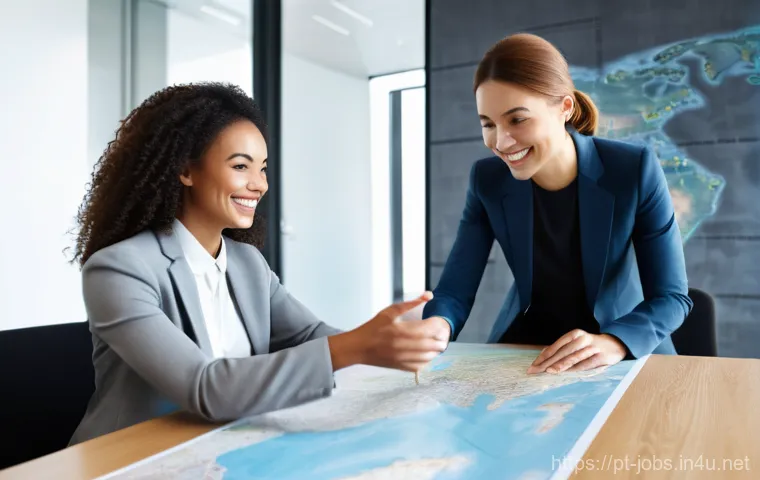 직업상담사와 인재 관리 시스템 - A bright, professional-looking young woman sits across from an experienced career consultant in a mo...