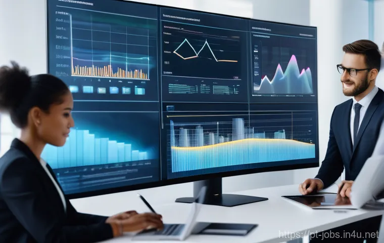 직업상담사와 인재 관리 시스템 - A bright, professional-looking young woman sits across from an experienced career consultant in a mo...