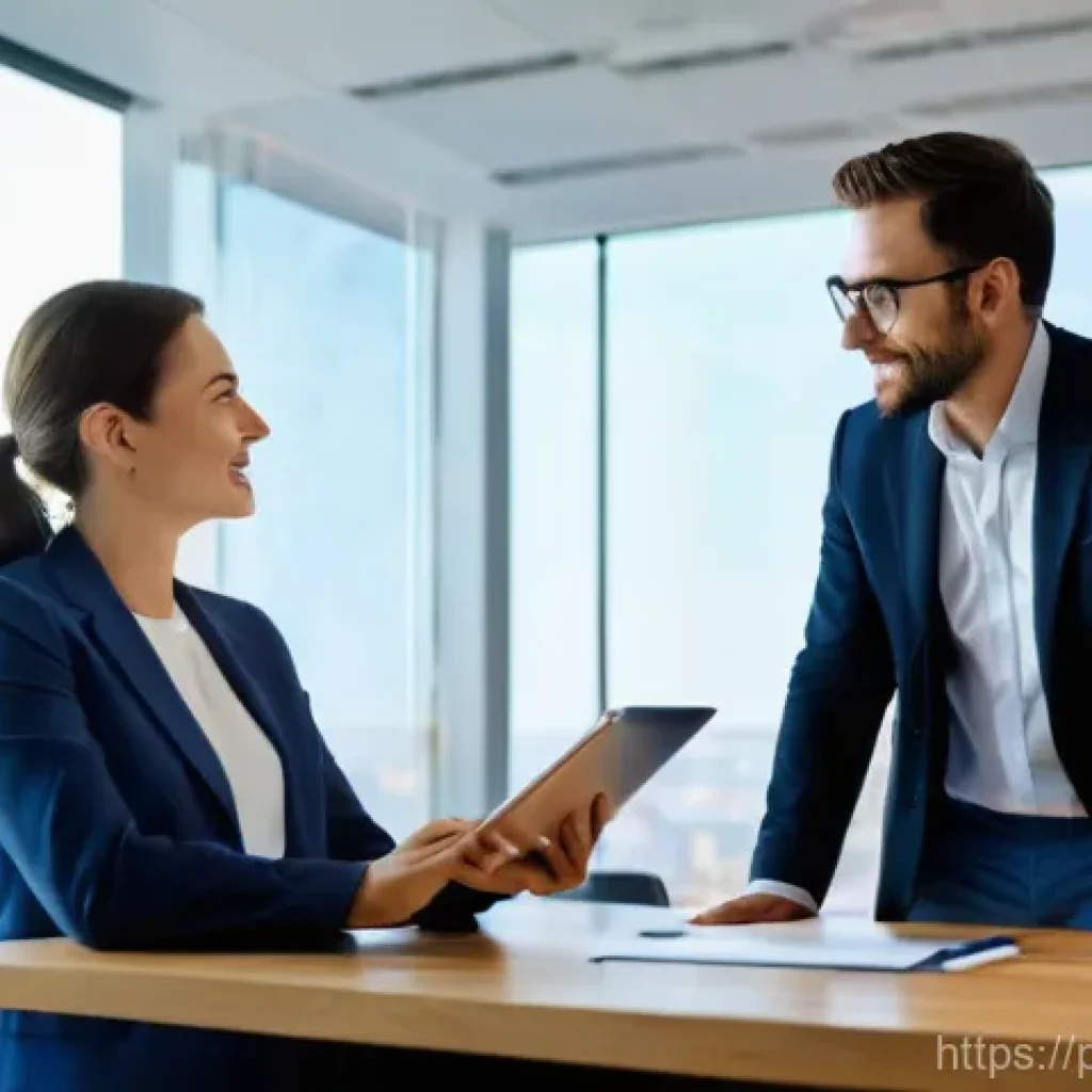 직업상담사 해외 취업 사례 - **Prompt 1: Empowering International Career Guidance**
    A bright, modern office interior with lar...