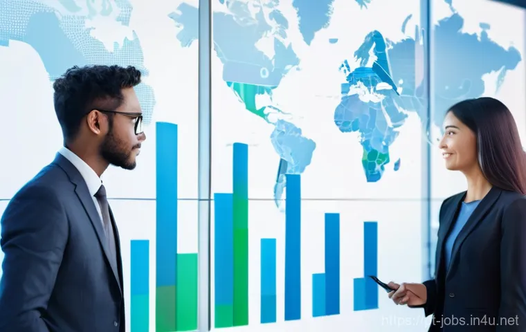 직업상담사 해외 취업 사례 - **Prompt 1: Empowering International Career Guidance**
    A bright, modern office interior with lar...