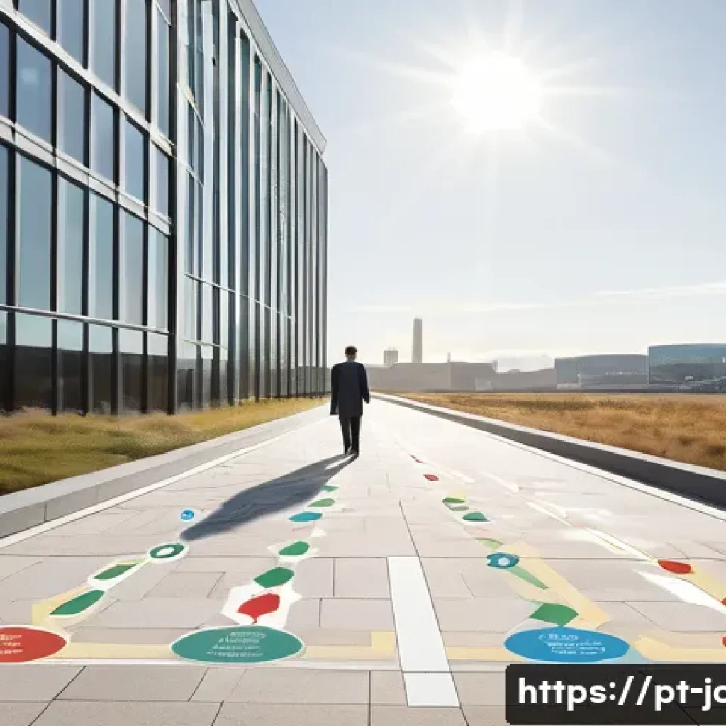 직업상담사와 경력 상담 차이 - "The Career Crossroads and the Journey Map"**
    A diverse professional, approximately 30-40 years ...