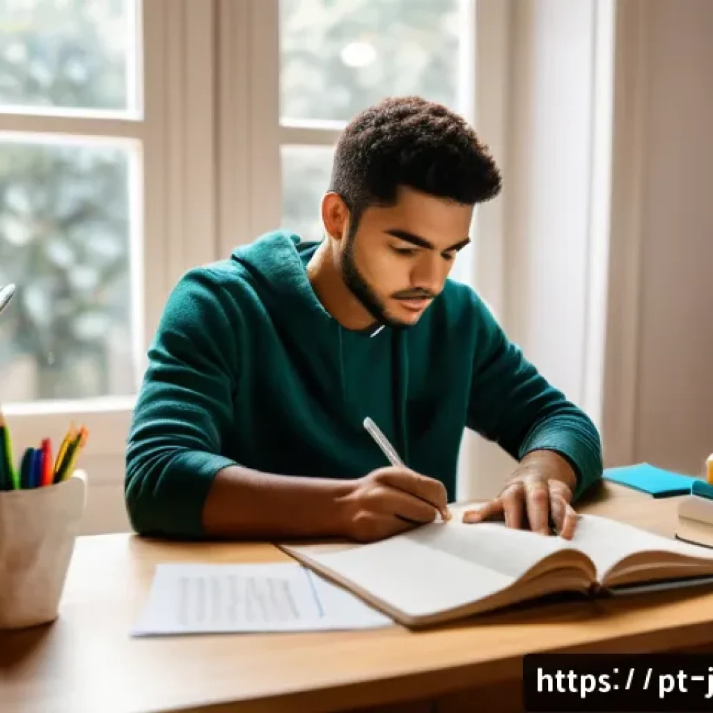 직업상담사 필기시험 준비 노하우 - A focused young adult studying at a tidy desk in a cozy home office, surrounded by books on career c...